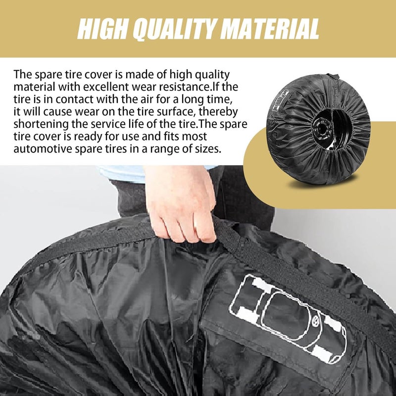 waswale 1 PC Car Tire Protector, 31.49" 210T Oxford Cloth Sun Dustproof 19"-23" Spare Tire Storage Bag with Handle, Four Seasons Universal Portable Anti-Scratch Accessories for Cars (Black #L) - Image 5